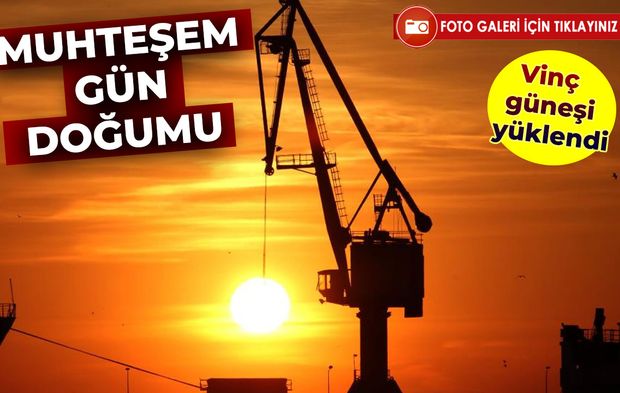 Muhteşem gün doğumu: Vinç güneşi yüklendi